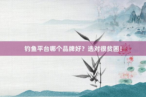钓鱼平台哪个品牌好？选对很贫困！